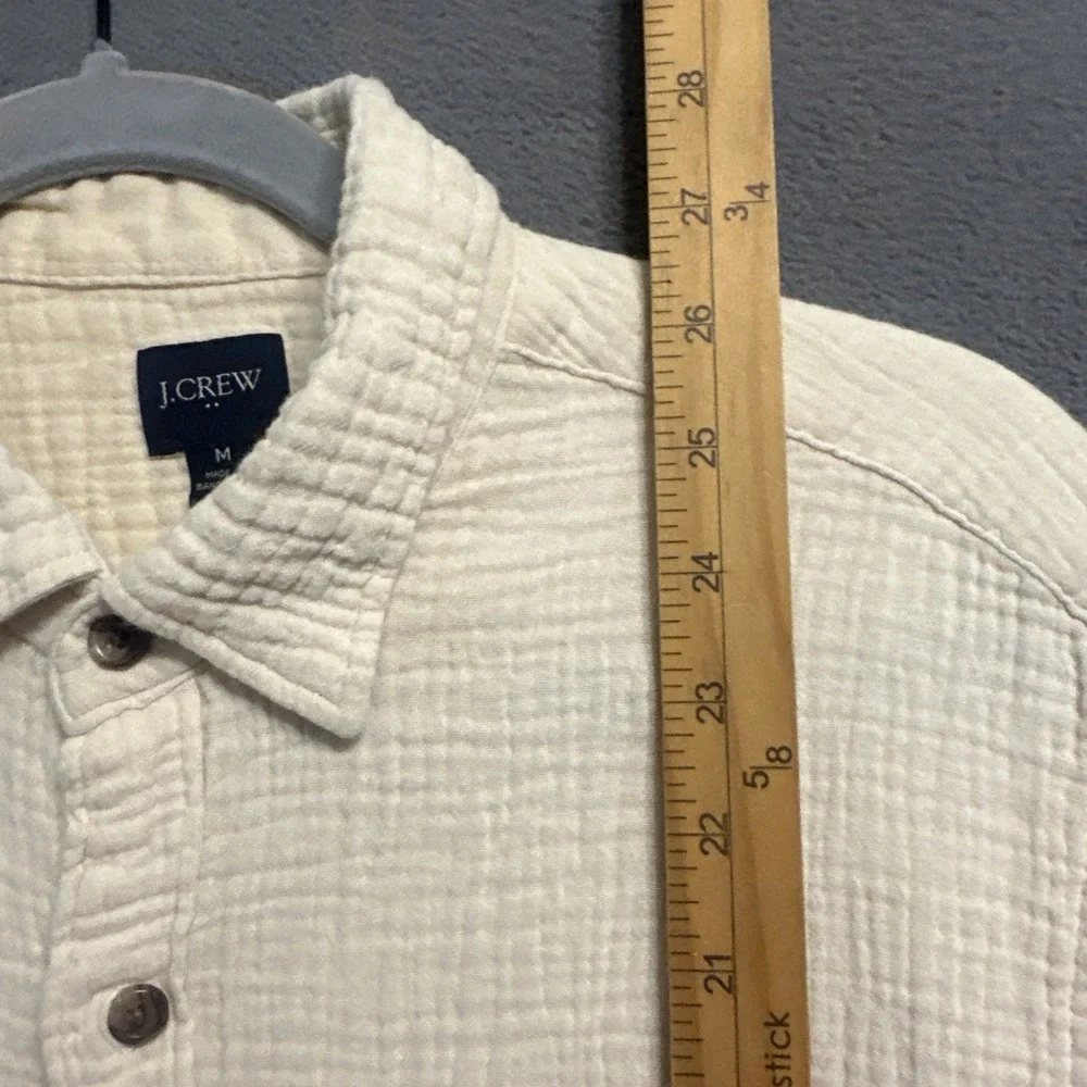 J. Crew Double Gauze Button Down Shirt Mens Size M Cream BR546 S/S Cabana Beach